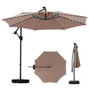 10 Feet Solar Offset Hanging Umbrella with Base and LED Lights