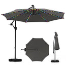 10 Feet Solar Offset Hanging Umbrella with Base and LED Lights