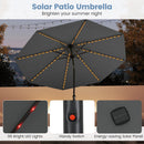 10 Feet Solar Patio Umbrella with 96 Multi-Colored Flowing LED Lights and Tilt Adjustment