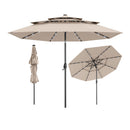 10 Feet Solar Patio Umbrella with 32 LED Lights 3-Tier Vented Top