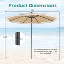 10 Feet Solar Patio Umbrella with 24 LED Lights for Yard