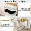 10 Gallon Kitchen Trash Can Double-Layer with Lid and 2 Removable Buckets-Beige