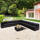 10 Piece Outdoor Wicker Conversation Set with Seat and Back Cushions