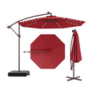 10 Ft Patio Umbrella Offset Cantilever Umbrella with 40 Solar Powered Lights