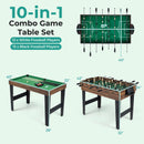 10-in-1 Combo Game Table Set 50inch Multi-Game Table with Foosball-Brown