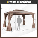 10 x 13 Feet Patio Gazebo Double-Roof with Mesh Netting and Privacy Curtains