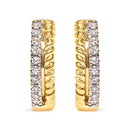 10K Yellow Gold 1/10 Cttw Diamond and Rope Twist Huggy Hoop Earrings (H-I Color, I1-I2 Clarity)