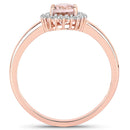 0.81 Carat Genuine Morganite and White Diamond 14K Rose Gold Ring