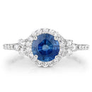1.34 Carat Genuine Blue Sapphire and White Diamond 14K White Gold Ring