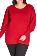 City Chic Plus Balloon-Sleeve Sweater, Size 22W-24W/XL/power red