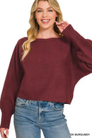 Zenana Boat Neck Balloon Sleeve Sweater
