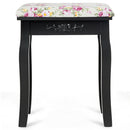 Vanity Wood Dressing Stool Padded Piano Seat with Rose Cushion