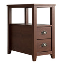End Table Wooden with 2 Drawers and Shelf Bedside Table