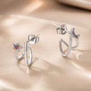 925 Sterling Silver Earrings with Pavé Setting CZ, 1.3*0.9cm, for Women