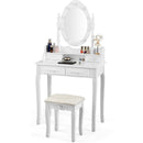 Makeup Vanity Dressing Table Set with Dimmable Bulbs Cushioned Stool
