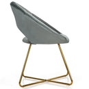 Modern Accent Velvet Dining Arm Chair with Golden Metal Legs and Soft Cushion