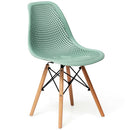 2 Pcs Modern Plastic Hollow Chair Set with Wood Leg