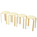 Set of 4 Bentwood Round Stool Stackable Dining Chairs with Padded Seat