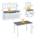 4 Pieces Kids Wooden Activity Table and Chairs Set with Storage Bench and Study Desk