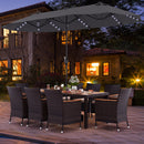 11 Pieces Patio Dining Set with 15 Feet Double-Sided Patio Umbrella and Base