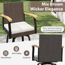Set of 2 Outdoor 360° Swivel Bar Stool with Cushion and Acacia Wood Armrests