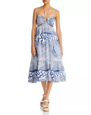 Aqua Printed Cutout Halter MIDI Dress, Size XS