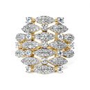 14K Yellow Gold 1.0 Cttw Diamond Geometric Stacked Open Cocktail Ring (I-J Color, I1-I2 Clarity) - Ring Size 7