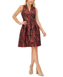 Vince Camuto Womens Sleeveless Jacquard Fit and Flare Dress