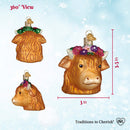 Floral Highland Cow Ornament