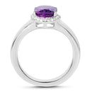 1.73 Carat Genuine Amethyst and White Topaz .925 Sterling Silver Ring