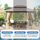 Hardtop Gazebo 10x10 ft with Netting and Curtains