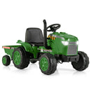 12V Kids Ride On Tractor with Trailer and Remote Control-Dark Green
