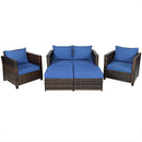 5 Pieces Patio Cushioned Rattan Furniture Set