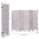 6 Panels Classic Venetian Wooden Slat Room Screen-White