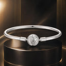 925 Sterling Silver Pavé Setting CZ Bracelet with White Gold Plating for Women - Size 17.0