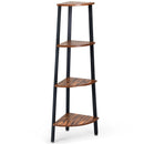 4-Tier Corner Shelf Metal Storage Rack Domestic Bookcase