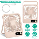 Portable Desk Fan USB Rechargeable Table Cooling Fan Quiet 5 Blades Desktop Fan with 3 Speeds Ajustment for Bedroom Office