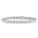 14K White Gold 2.00 Cttw Diamond Halo Link Tennis Bracelet (H-I Color, I1-I2 Clarity) - 7" Inches
