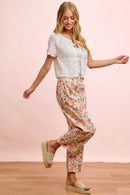 BiBi Washed Floral Printed Twill Barrel Pants