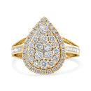 10K Yellow Gold Plated .925 Sterling Silver 1 1/2 Cttw Round-Cut Diamond Cocktail Ring (I-J Color, I1-I2 Clarity) - Size 7