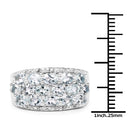 2.44 Carat Genuine Aquamarine & White Topaz .925 Sterling Silver Ring