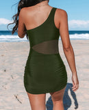 Cupshe Asymmetrical Mesh Waist Swim Dress, Size Small