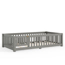 Montessori Floor Bed with Safety Guardrails and Lockable Door