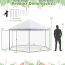 13FT Large Metal Hexagonal Chicken Coop with Wire Mesh and Lockable Door