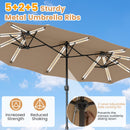 13 FT Double-Sided Patio Umbrella with 108 LED Lights & Base