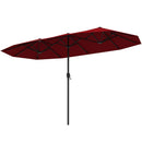 13 FT Large Patio Umbrella Outdoor Double-Sided Table Market Umbrella with Crank Handle-Beige