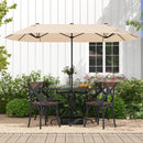 13FT Double-sided Patio Twin Table Umbrella with Crank Handle-Tan