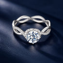 925 Sterling Silver Moissanite Ring in Size 7 with Pavé Setting for Women