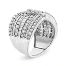 .925 Sterling Silver 2 3/8 Cttw Diamond Multi Row Overlay Band Ring ( J-K Color, I3 Clarity) - Ring Size 7