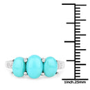 2.97 Carat Genuine Turquoise and White Zircon .925 Sterling Silver Ring